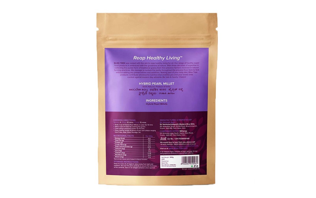 Bliss Tree Ancient Grains Hybrid Pearl Millet    Pack  500 grams